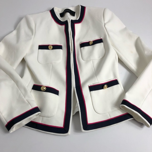Zara Jackets & Blazers - Zara Basic White Nautical Inspired Jacket XS